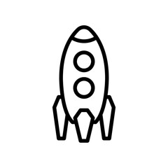 Rocket line icon. Rocket icon. Spaceship icon isolated on white background. Transparent background, minimalist symbol. Vector images