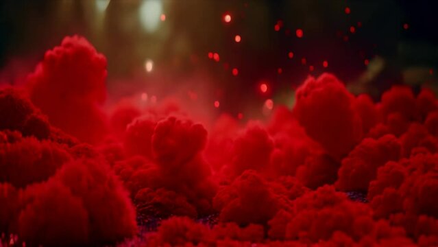 red microscopic molecules morphing macro background texture motion design