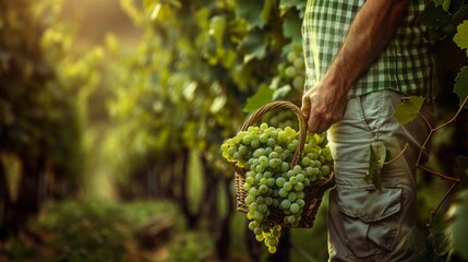 A Man Harvesting Grapes