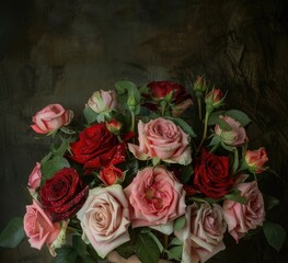 woman hands gently holding a lavish bouquet of roses