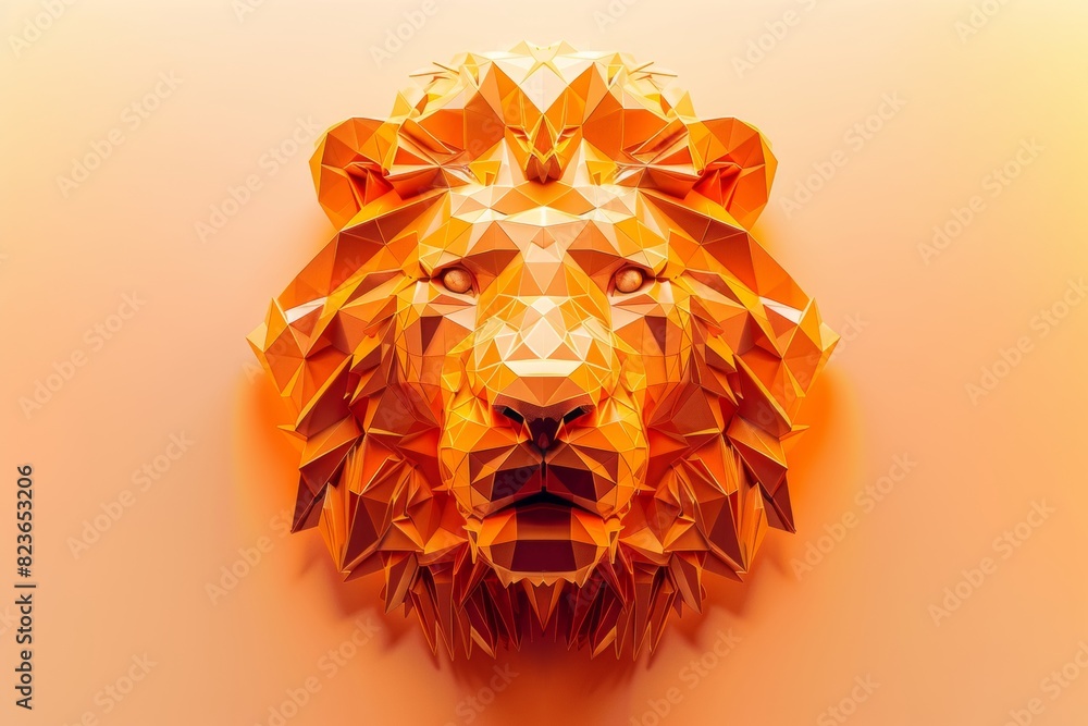 Aufkleber abstract lion head on a white background with an orange and gold color gradient featuring geometric 