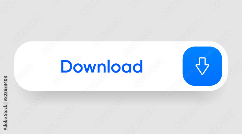 Poster 3D download button icon. Upload icon. Down arrow bottom side symbol. Click here button. Save cloud icon push button for UI UX, website, mobile application.