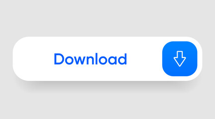 3D download button icon. Upload icon. Down arrow bottom side symbol. Click here button. Save cloud icon push button for UI UX, website, mobile application.