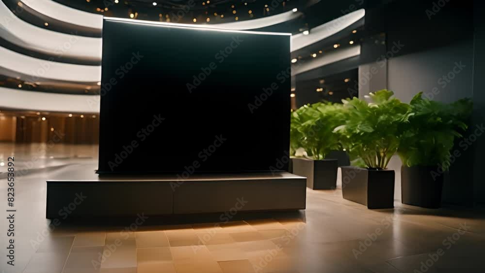 Poster large screen display in building with plant generative ai