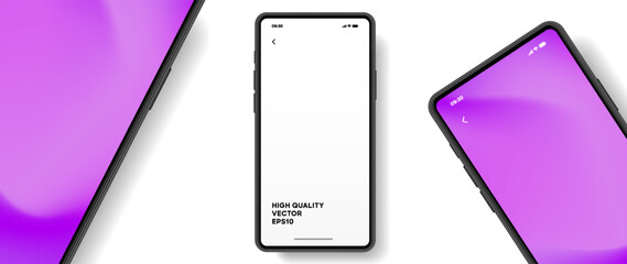 Realistic smartphone mockup. Mobile phone vector with isolated on white background. Device front view. 3D mobile phone with shadow. Realistic, high quality smart phone mockup for ui ux presentation.