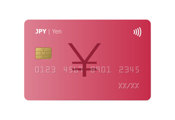 Japanese yen bank credit card isolated on white background. Vector illustration, mockup.