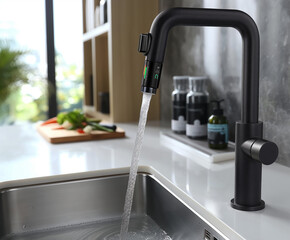 modern faucet matt black kitchen sink