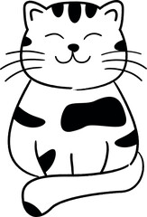 Cute Cat Line Drawing. Vector illustration