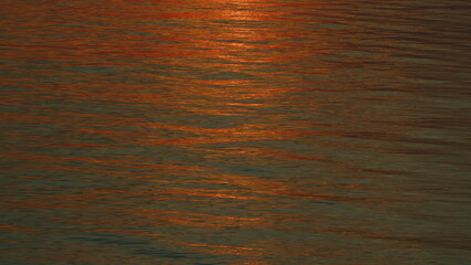 Sunset Red Sun Over Sea Horizon In Evening. Beautiful Red Sunset Over Ocean.