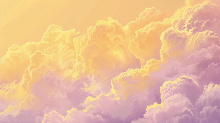 A gentle blend of butter yellow and pastel lavender oil paint clouds, evoking the softness and serenity of a lazy summer day.