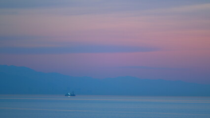 Fishing Boats In Sea. Night Fishing For Squid. Squid Fishing Boat On The Sea.