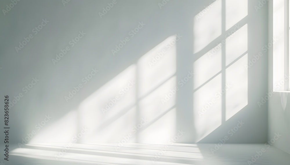 Poster realistic and minimalist blurred natural light windows shadow overlay on wall paper texture abstract