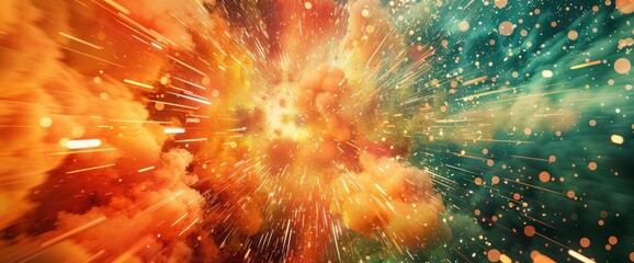 Fototapeta premium Fractal Explosion Representing A Football Impact With Copy Space, Football Background