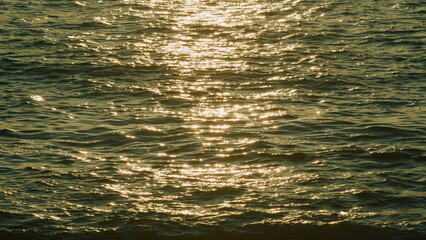 Sparkling Sunlight Over Sea Surface On Waves. Shining Sun Stars On The Water Surface Delight...