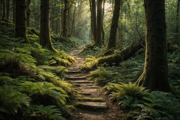 Obraz premium footpath in the forest
