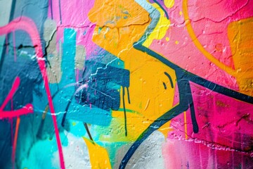 Vivid Graffiti Artwork on Urban Wall Showcasing a Spectrum of Colorful Textures
