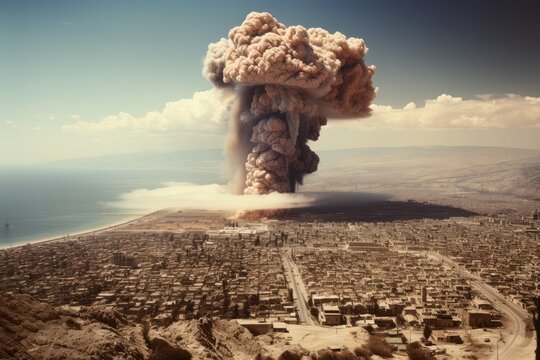War's Fury: A Massive Mushroom Cloud Engulfs the Desolate City