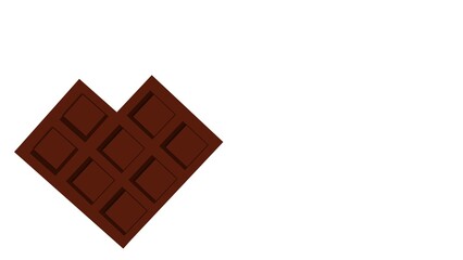 background illustration with love heart shaped chocolate bar