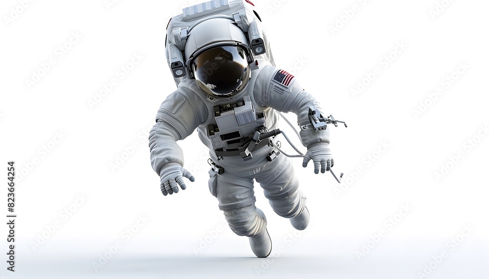 Wall mural a 3d cartoon astronaut floating in space with a jetpack - Wall murals