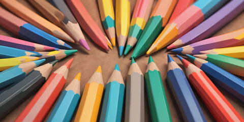 Fototapeta premium color pencils on white background . abstract background with colorful pencils