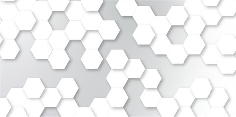 Abstract hexagon background. Futuristic abstract honeycomb mosaic white and gtechnology background. Surface polygon pattern with glowing hexagon paper texture and futuristic business. graphic concept.