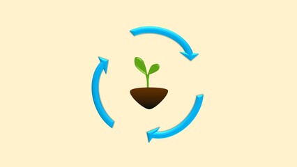 Earth Day background illustration with a growing plant