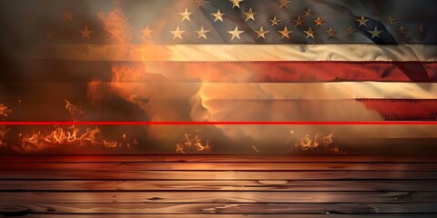 American flag with a thin red line symbolizing firefighters bravery and sacrifice. Concept Firefighters, Thin Red Line, American Flag, Bravery, Sacrifice