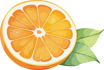 Watercolor fresh orange cartoon illustration, design element for logo, infographic, juicy fruit, juice, ingredients, healthy food recipes, vitamin  C, summer decoration, vegetarian, sour taste