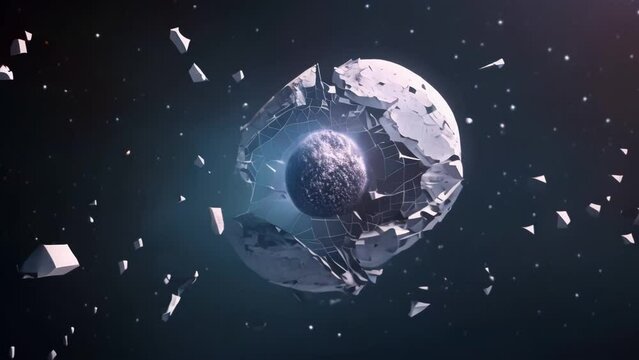 imploding cosmic planet timelapse dark background