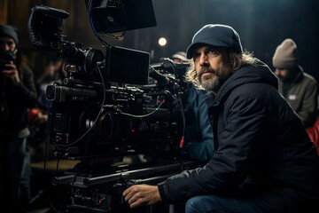 Film director directing a movie scene created with generative AI image