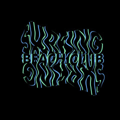 Surfing Beach Club Typography wave distorted text  design
