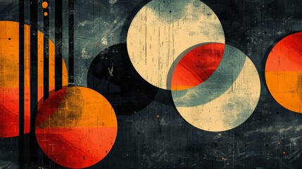 An abstract background with retro abstraction, combining geometric shapes and vintage hues to create a nostalgic and reflective mood. The design is simple and elegant, evoking feelings of