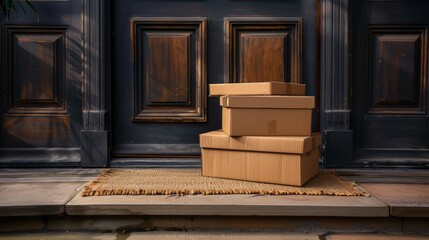 Cozy Christmas Scene with Packages on a Wooden Front Porch