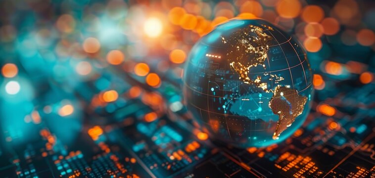 Global trading patterns selective focus, market analysis, vibrant, blend mode, economic hub