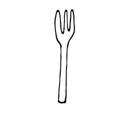 Fork Line Art Hand Drawn