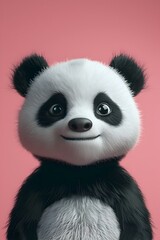 Obraz premium Endearing Panda Bear in Minimalist 3D with Gradient Backdrop