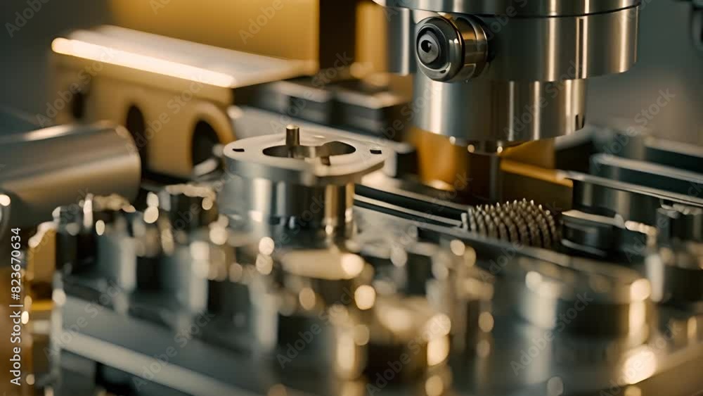 Poster precision machine working on metal parts generative ai