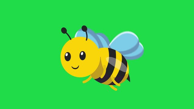 2D Bee Flying Green Screen, Bee Animation
