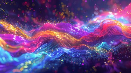 Fototapeta premium Vivid abstract digital art featuring a mesmerizing blend of vibrant colors and swirling patterns, perfect for creative backgrounds or designs.