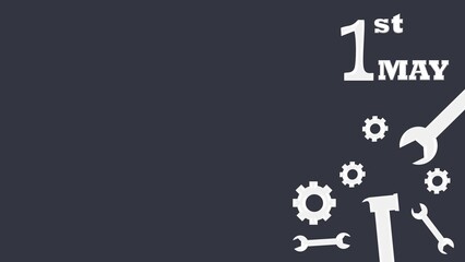 Labour Day background illustration with construction tools illustration and copy space