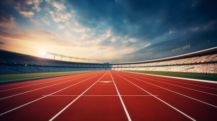 Professional empty running track in stadium