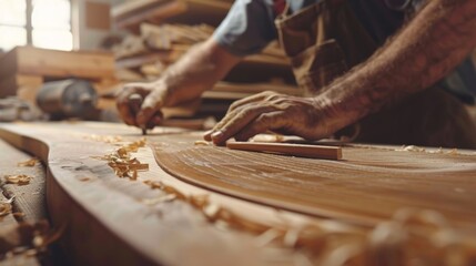 Carpenter repairing wooden furniture, craftsmanship at work.