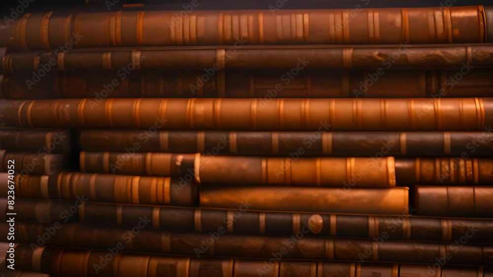 Poster stack of brown books on top of each other generative ai