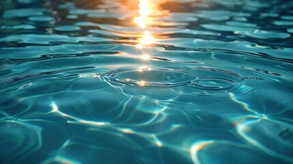 The sun's reflection creates a mesmerizing dance of light across the gently rippling water surface