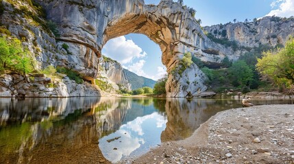 majestic natural arch at vallonpontdarc in ardeche france landscape