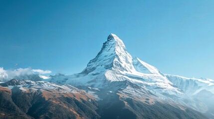 majestic snowcapped mountain peak against clear blue sky landscape photography