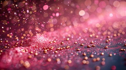 Vibrant red bokeh effect and glitter creating a festive atmosphere, ideal for celebrations and special occasion backgrounds