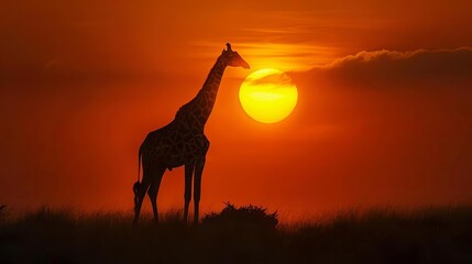 majestic wildlife giraffe stands tall amidst breathtaking natural habitat animal photography