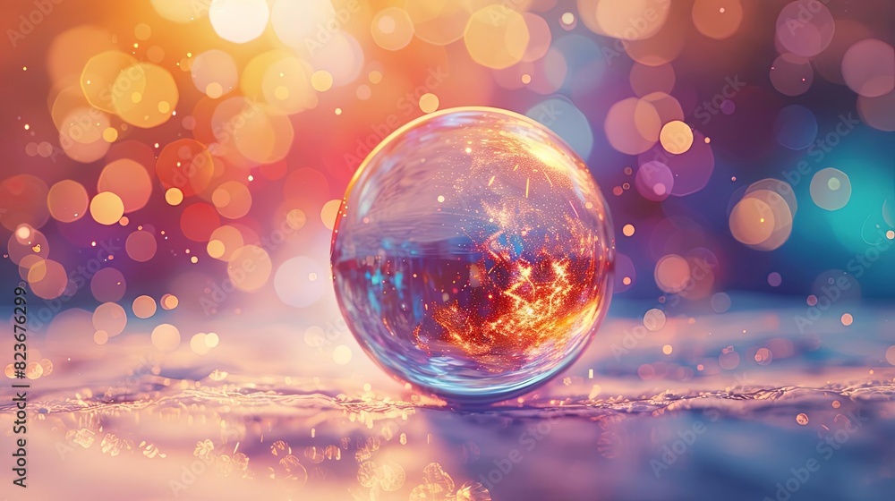 Poster miniature universe encapsulated in delicate glass sphere ai generated abstract background