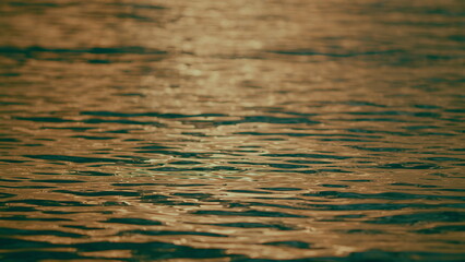 Sunset Water Texture Background. Calm Surface Of A Sea. Travel And Vacation At Sea Near Tropical Coast.